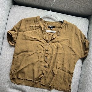 Madewell Olive Crop Getaway button down XXS